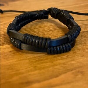 Black Leather Men's Bracelet